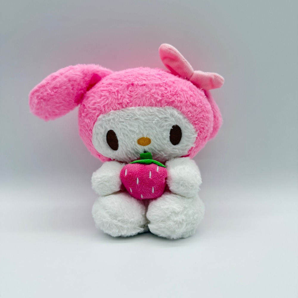 Sanrio My Melody Strawberry Plush Pink White Fuzzy Stuffed Animal 8 Inch Toy